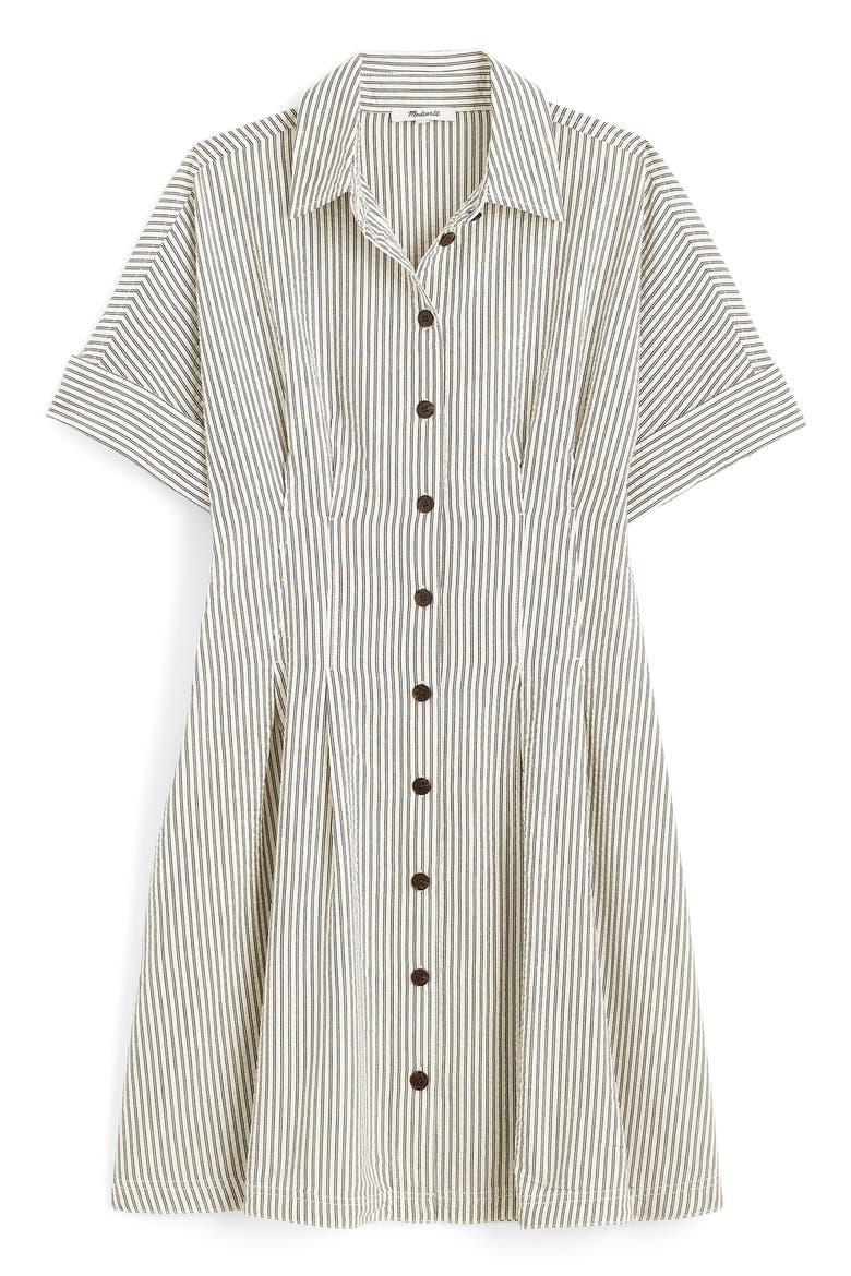 The Perry Stripe Cotton Seersucker Mini Shirtdress, Alternate, color, BLACK VINTAGE IVORY YARNDYE