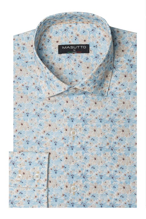 Ryan Print Button-Up Long Sleeve Shirt