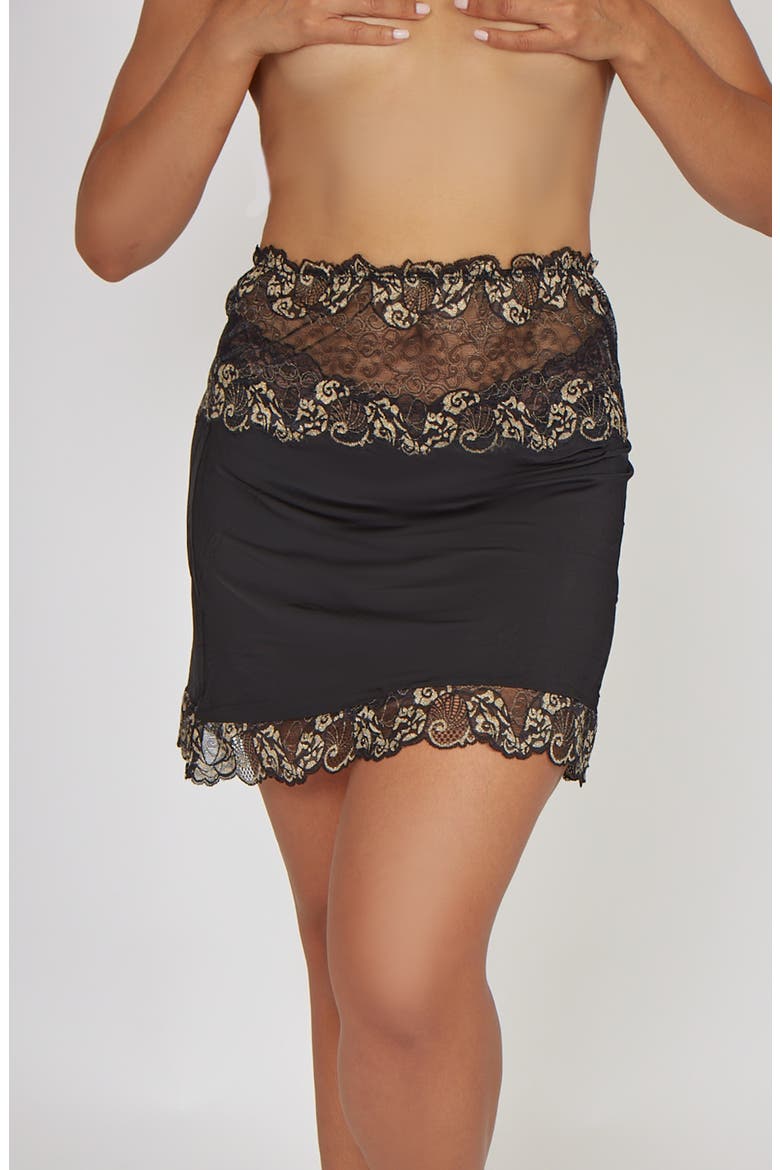 Strapless Lace Bodice Loungewear Slip Set, Alternate, color, Black