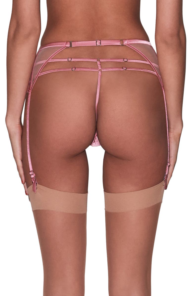 Fleur Du Mal Harper Embroidered G-String, Alternate, color, Pink Cadillac