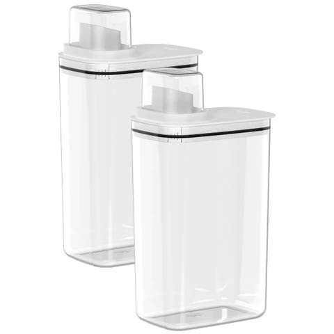 Durable Clear Laundry Detergent Dispenser Organizer with Measuring Cap 2 Pack 77 oz