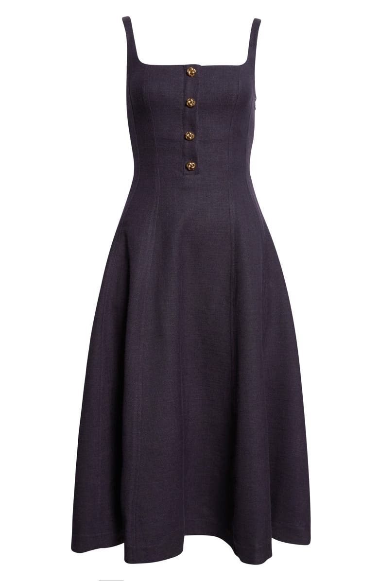 Altuzarra Orrie Sleeveless Linen Blend Midi Dress, Alternate, color, 000400 Navy