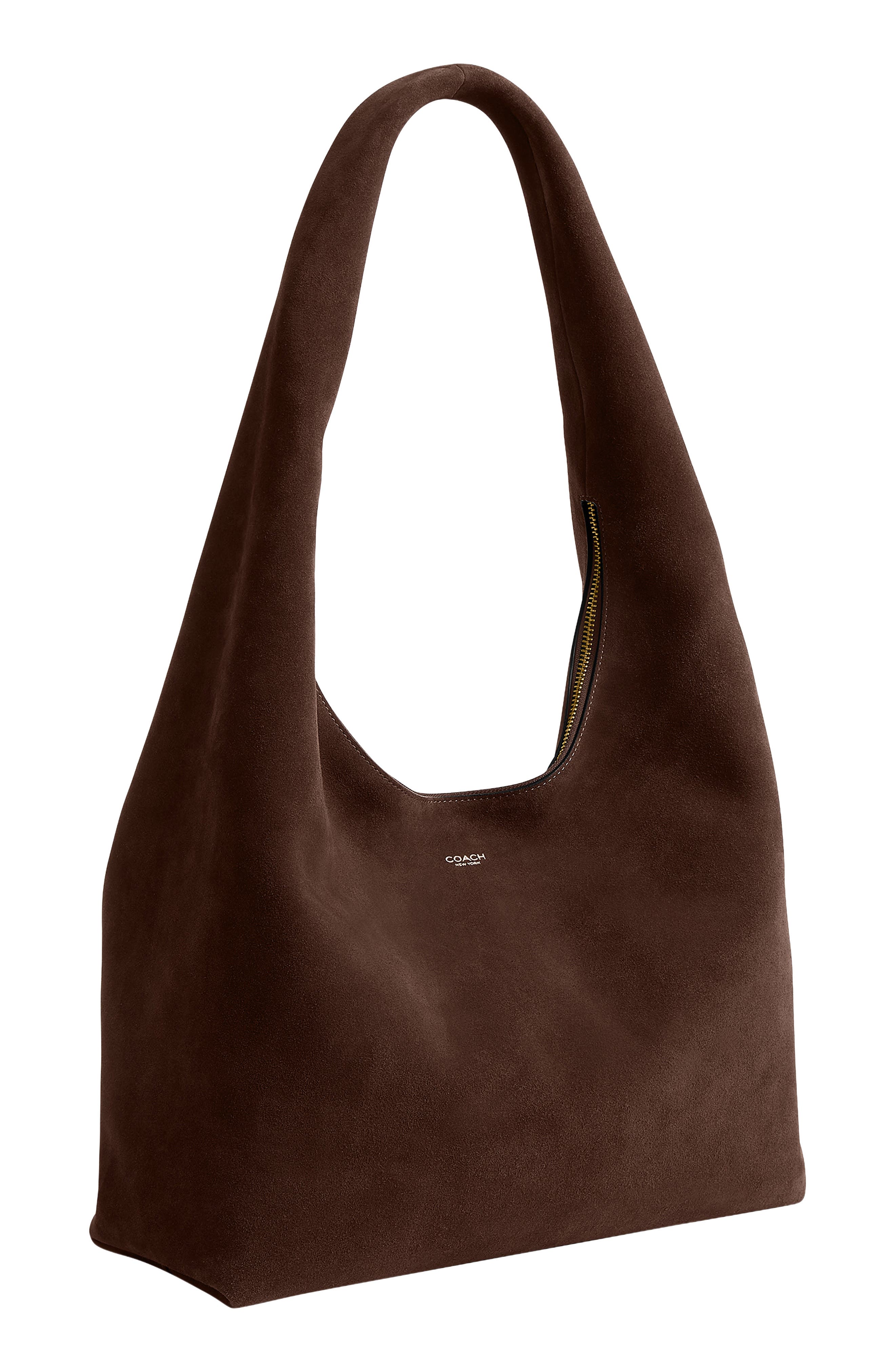Pillow Brooklyn 34 Suede Shoulder Bag, Alternate, color, B4/ DARK CHOCOLATE