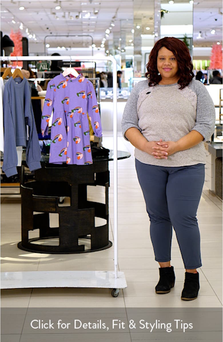 Kids
 Rainbow Heart Print Long Sleeve Cotton Jersey Dress, sales video thumbnail