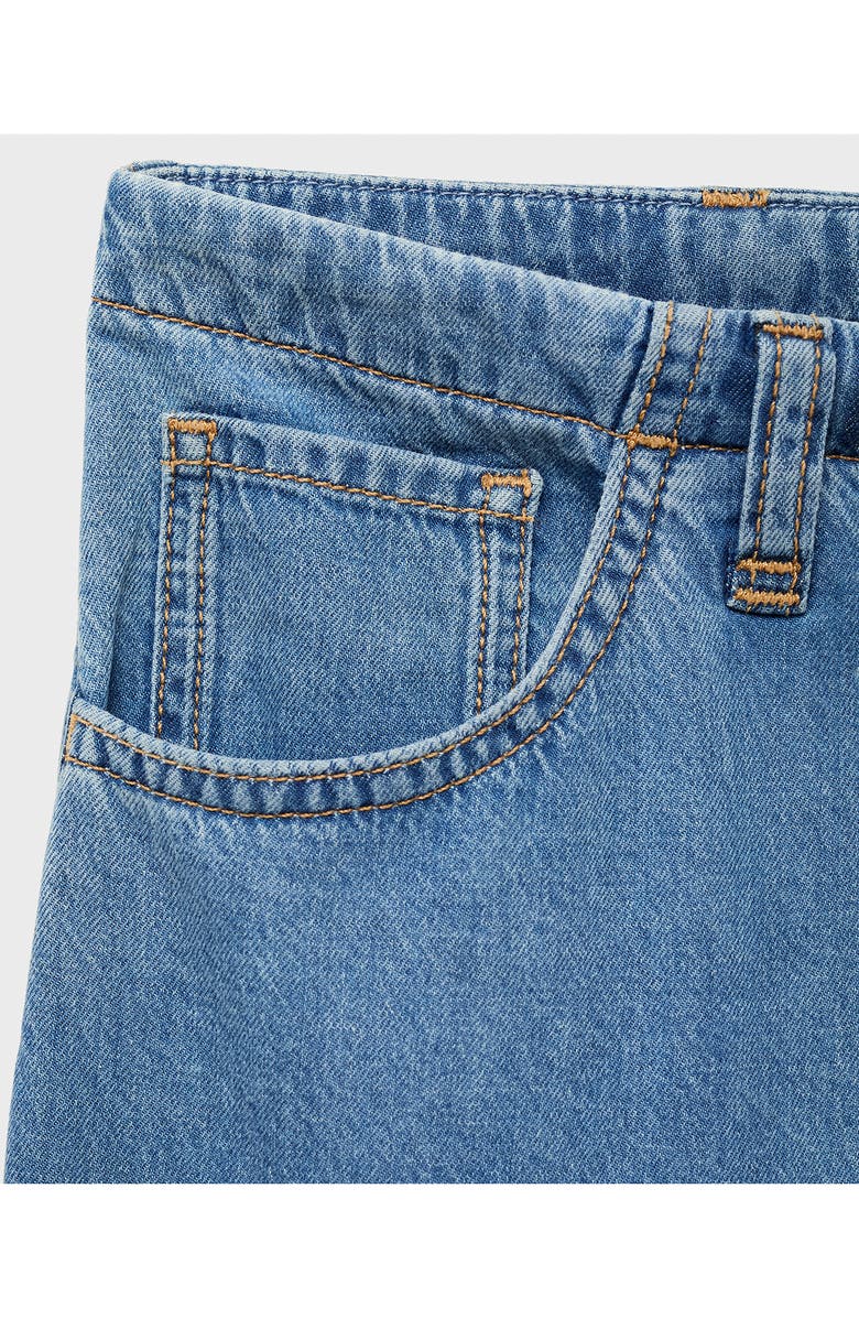 MANGO Belted Mid Rise Wide Leg Denim Trouser Jeans, Alternate, color, Medium Blue