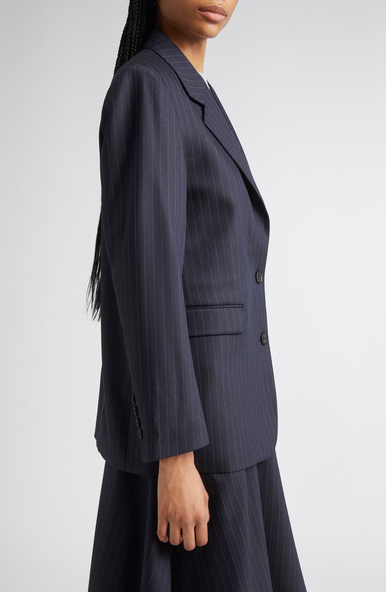 Golden Goose Journey Pinstripe Wool Blend Blazer, Alternate, color, Dark Navy