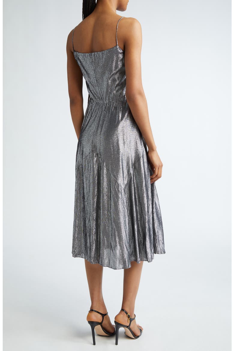 Crushed Metallic Midi Cocktail Dress, Alternate, color, GUNMETAL