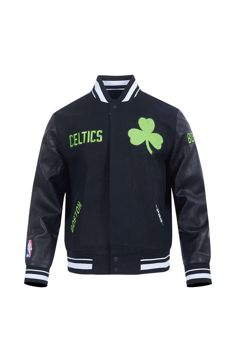 PRO STANDARD Men's Pro Standard Black Boston Celtics 2024/25 City Edition Wool Varsity Full-Zip Jacket, Alternate, color,