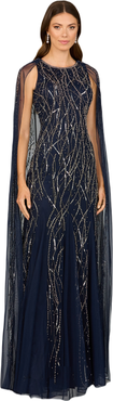 LARA New York Elegant Beaded Dress with Long Cape