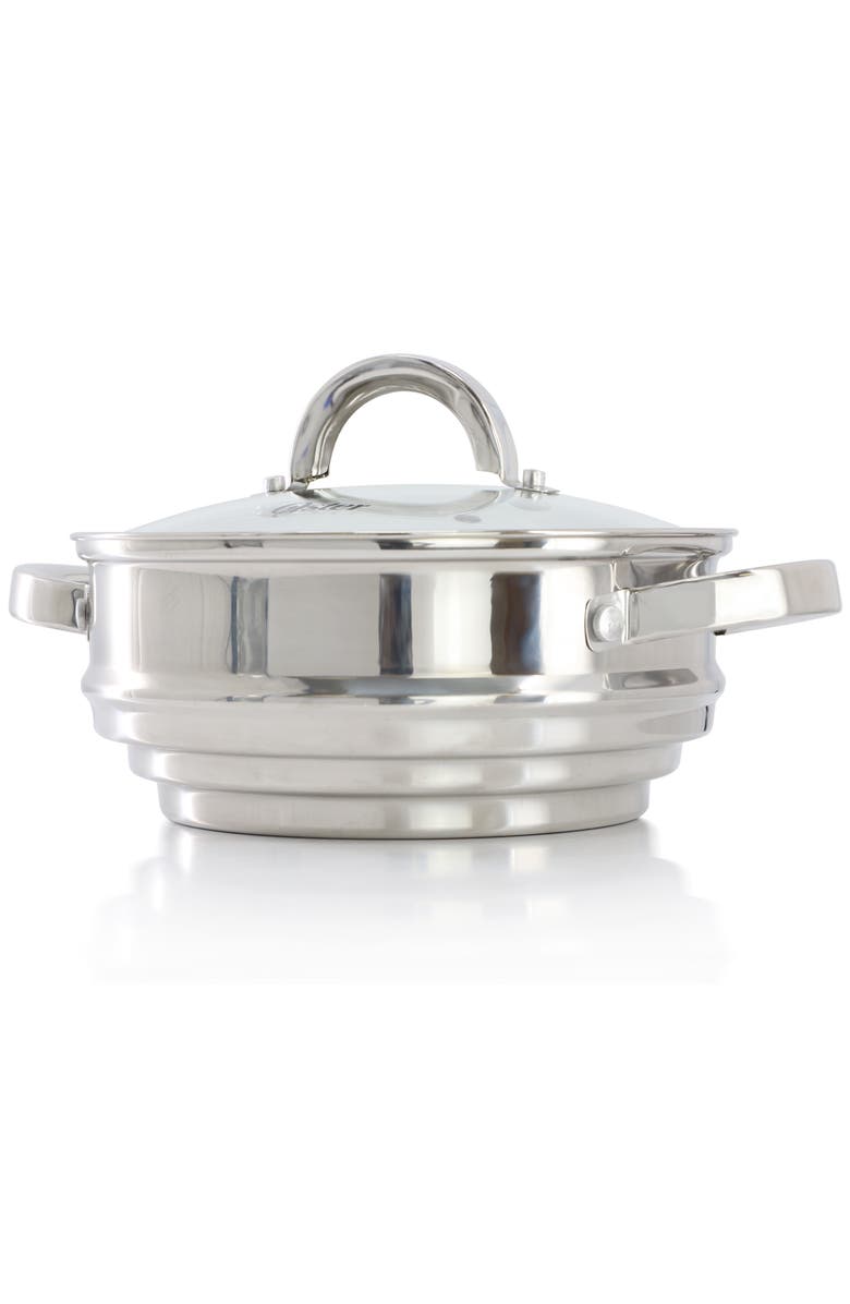 OSTER Sangerfield 8 Inch Universal Stainless Steel Steamer with Lid, Alternate, color, Metallic Silver