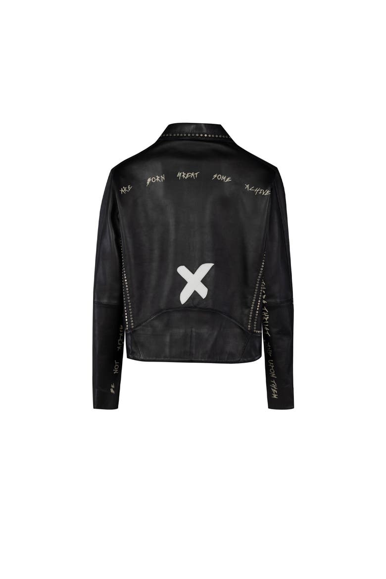 Leather Jacket Stud Rocks Details, Alternate, color, black