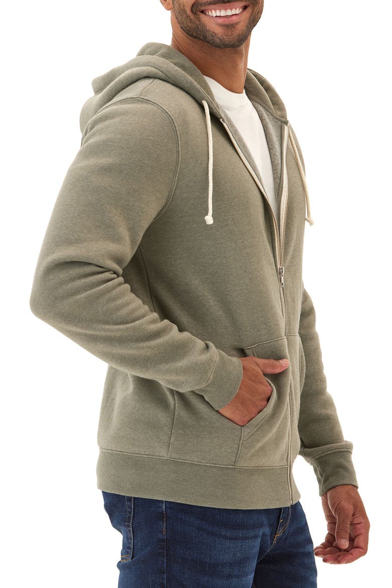 Trim Fit Heathered Fleece Zip Hoodie, Alternate, color, ARTICHOKE