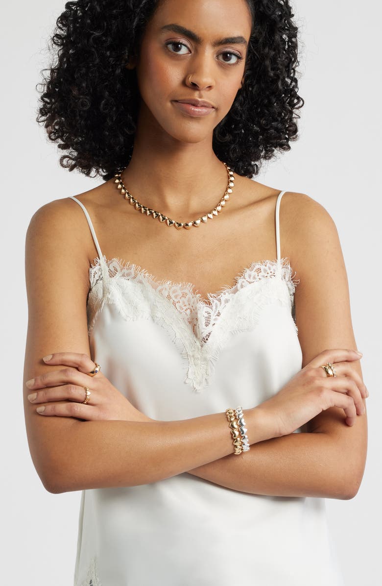 Open Edit Puffy Heart Collar Necklace, Alternate, color, Gold