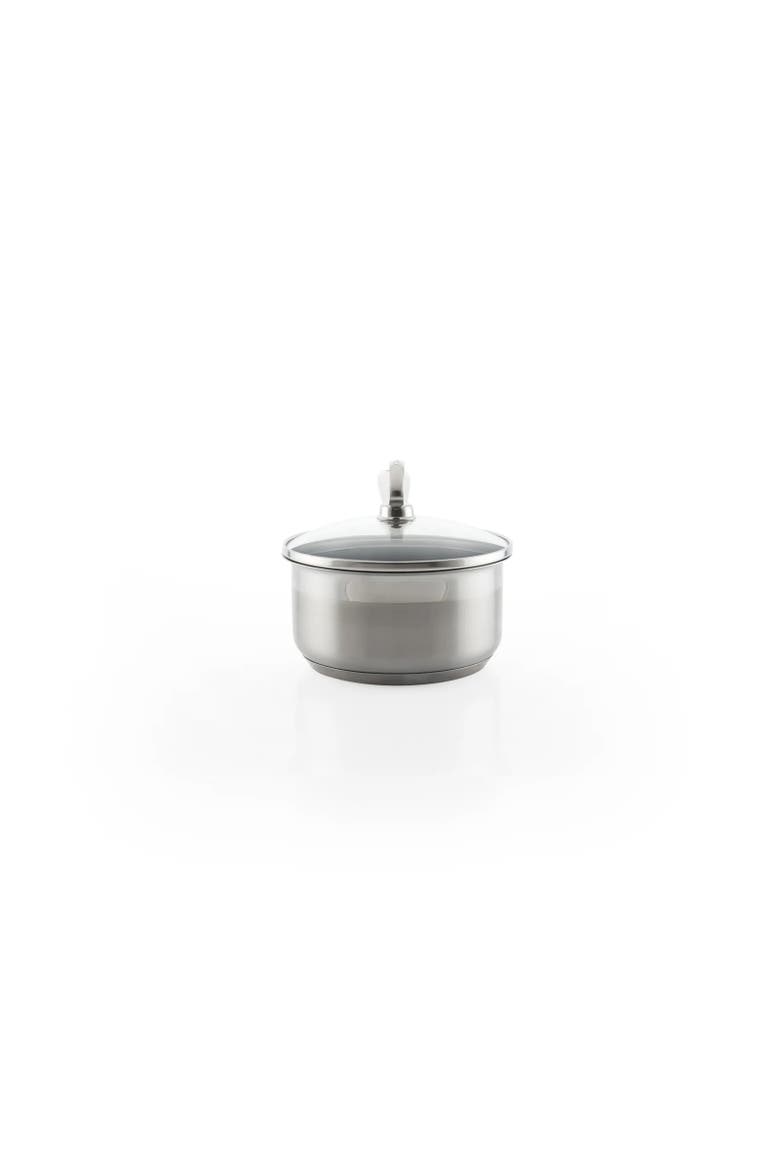 Induction 21 Steel 1 qt. Saucepan w/ Ceramic Coating and Glass Lid, Alternate, color, Silver