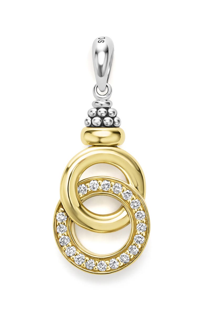 LAGOS Signature Caviar Two-Tone Interlocking Diamond Pendant, Main, color,