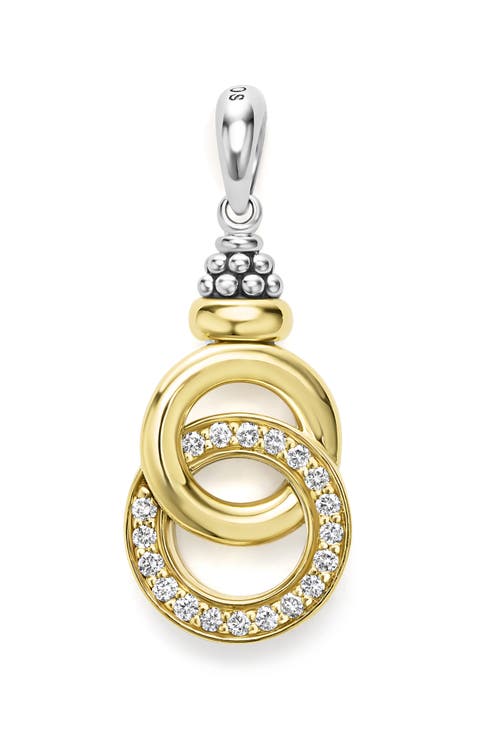 Signature Caviar Two-Tone Interlocking Diamond Pendant