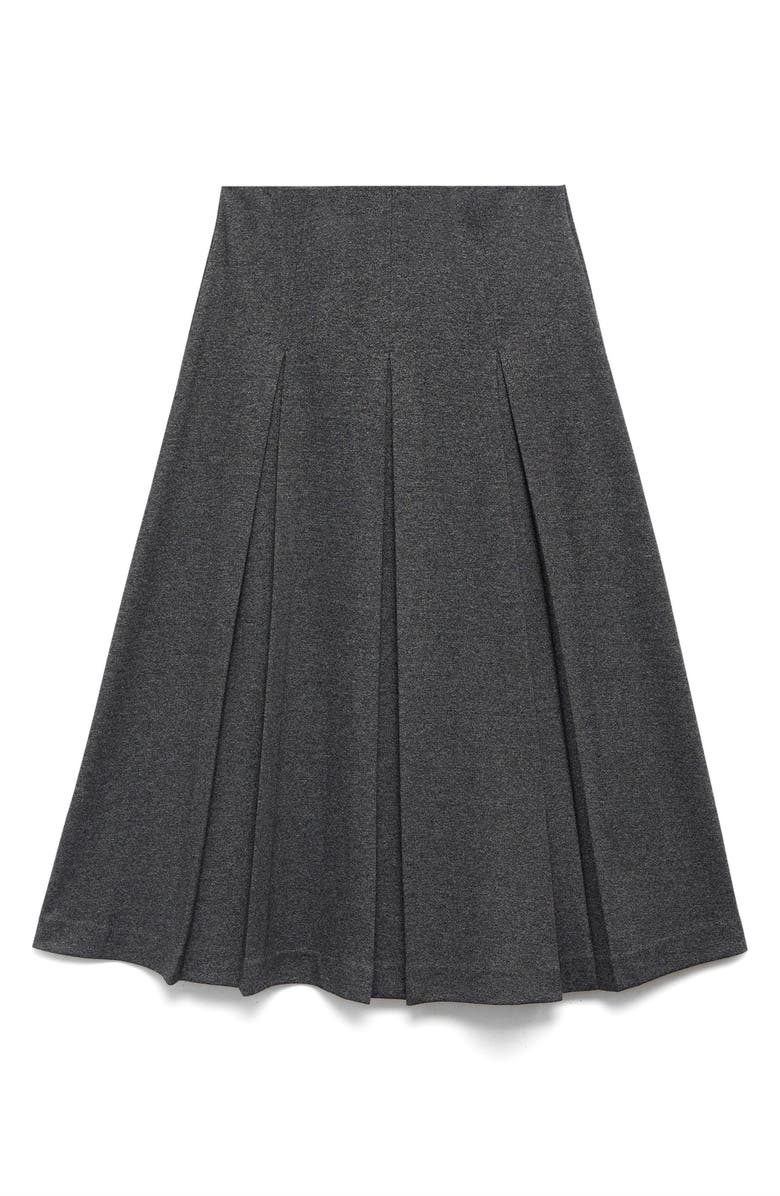 MANGO Pleated A-Line Midi Skirt, Alternate, color, Grey