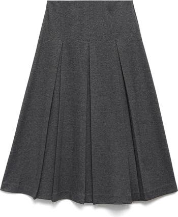Pleated A-Line Midi Skirt