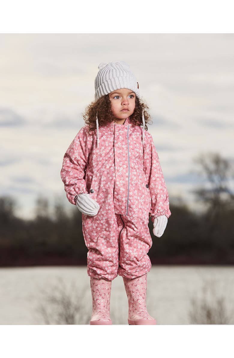 Deux par Deux Baby Girl's Baby Printed Mid-Season One-Piece Outerwear With Hat Small White Flowers On Pale Pink, Alternate, color, 