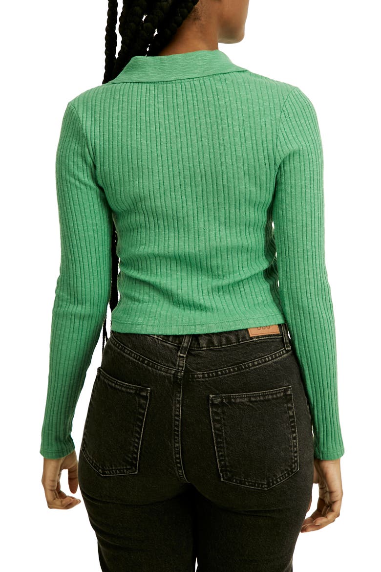 Rosie Crop Long Sleeve Polo, Alternate, color, LIGHT GREEN