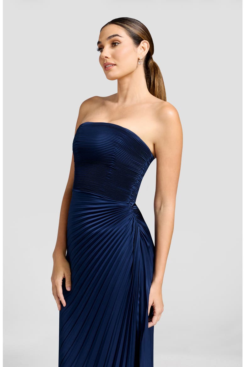 Kinley Accordion Pleat Strapless Evening Gown, Alternate, color, NAVY