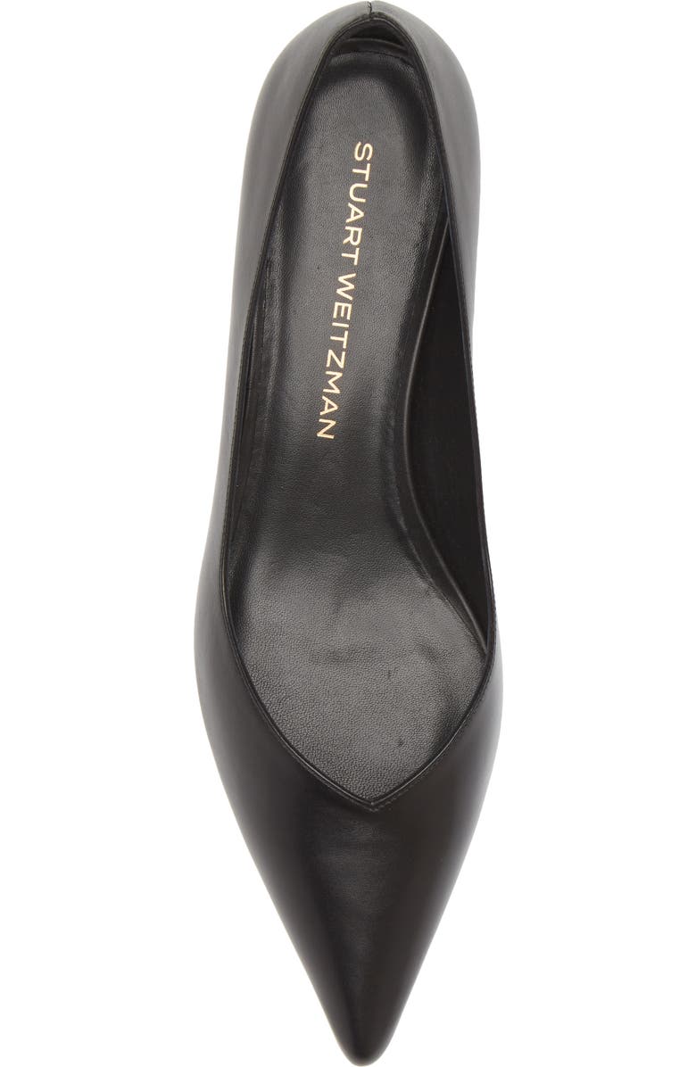 Stuart Weitzman Eva Kitten Heel Pointed Toe Pump, Alternate, color, Black