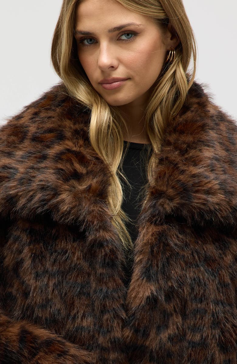 NVLT Long Faux Fur Cropped Jacket, Alternate, color, Leopard