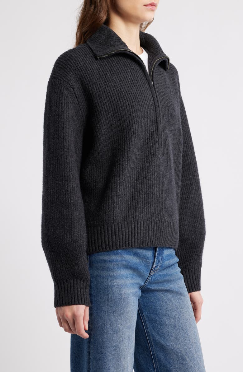 Faherty Jackson Quarter-Zip Organic Cotton Blend Pullover, Alternate, color, Charcoal Heather