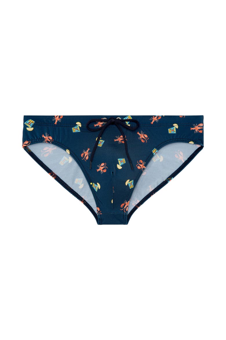 Beach Club Swim Mini Brief, Main, color, Navy Print