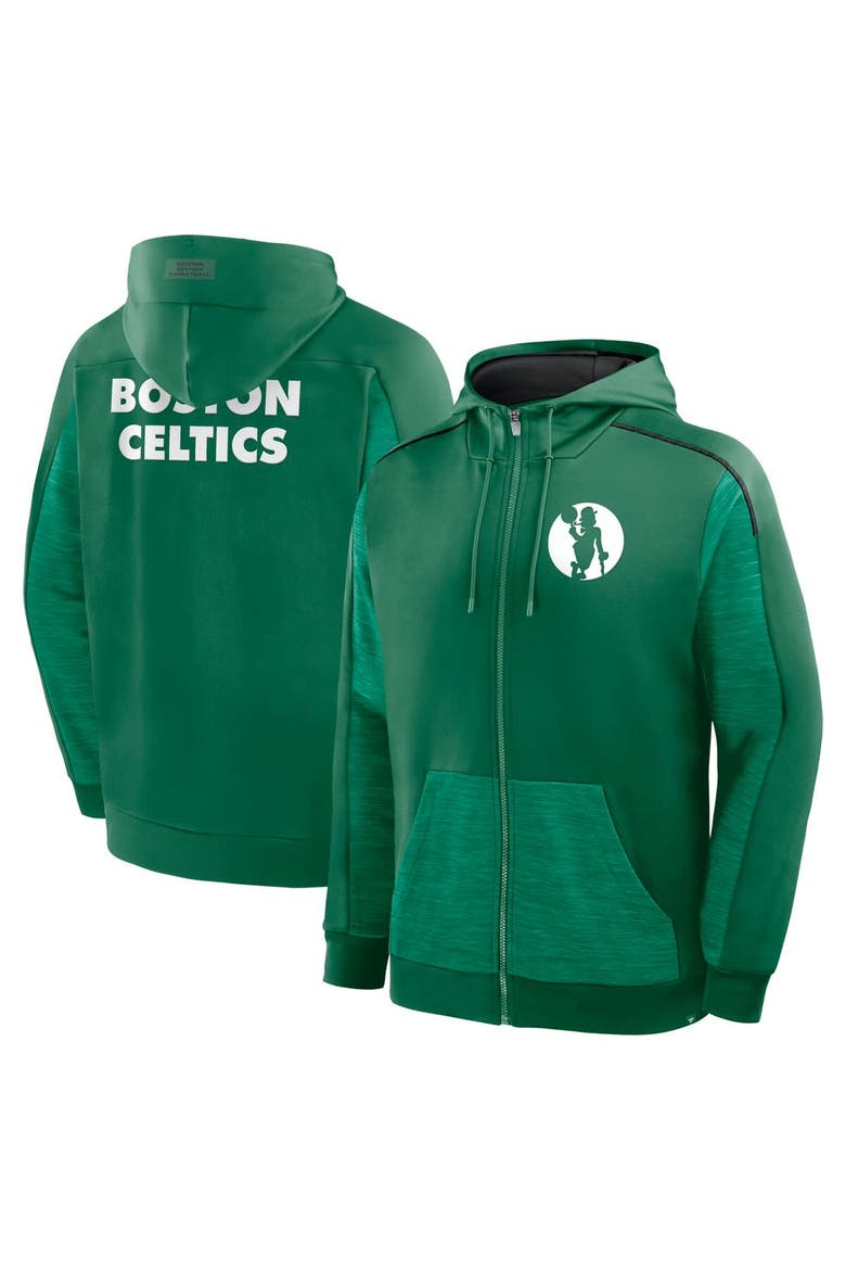 Men's Fanatics Kelly Green Boston Celtics Back Door Cut Play Defender Full-Zip Hoodie, Main, color, Kelly Green