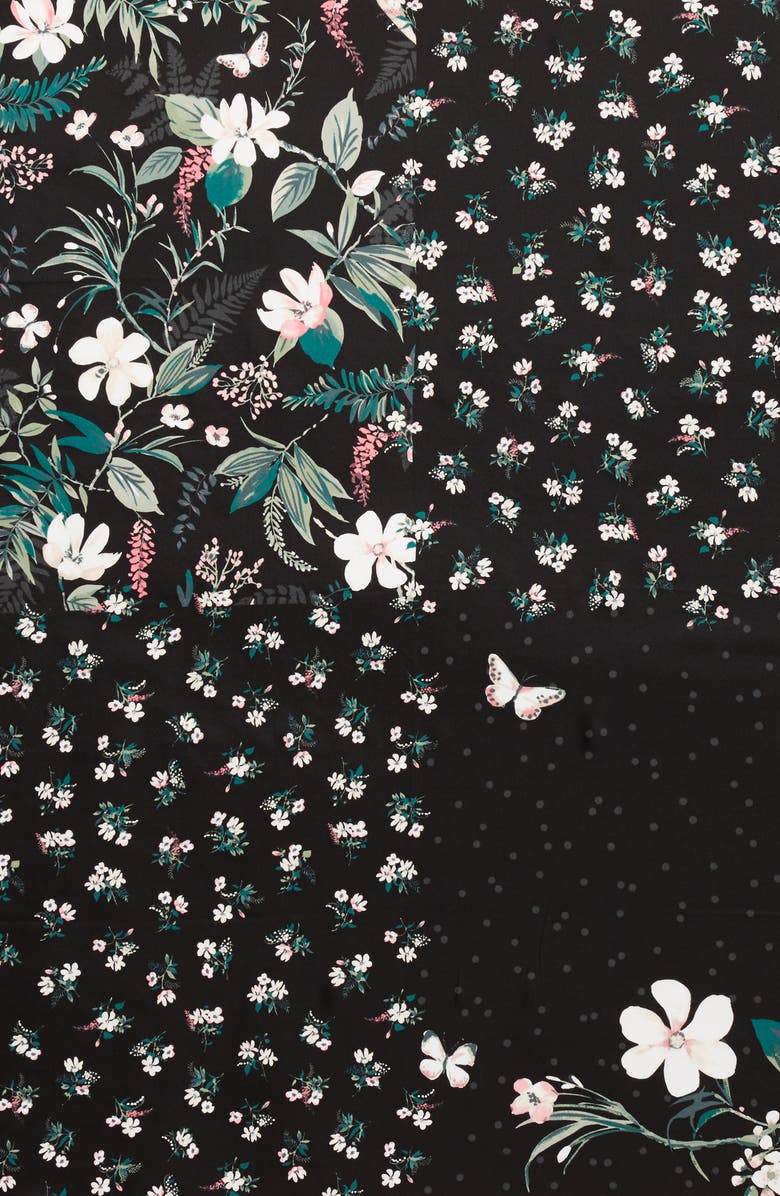 Kate Spade New York botanical patchwork square silk scarf, Alternate, color,