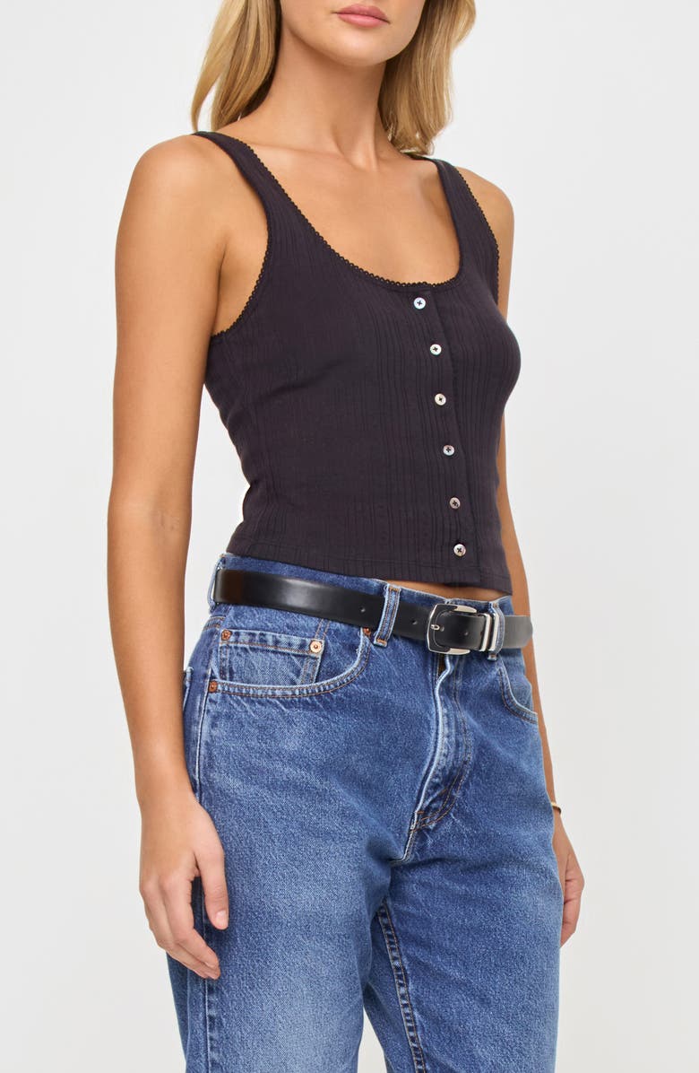 LSPACE Jeanie Pointelle Cover-Up Tank, Alternate, color, Black