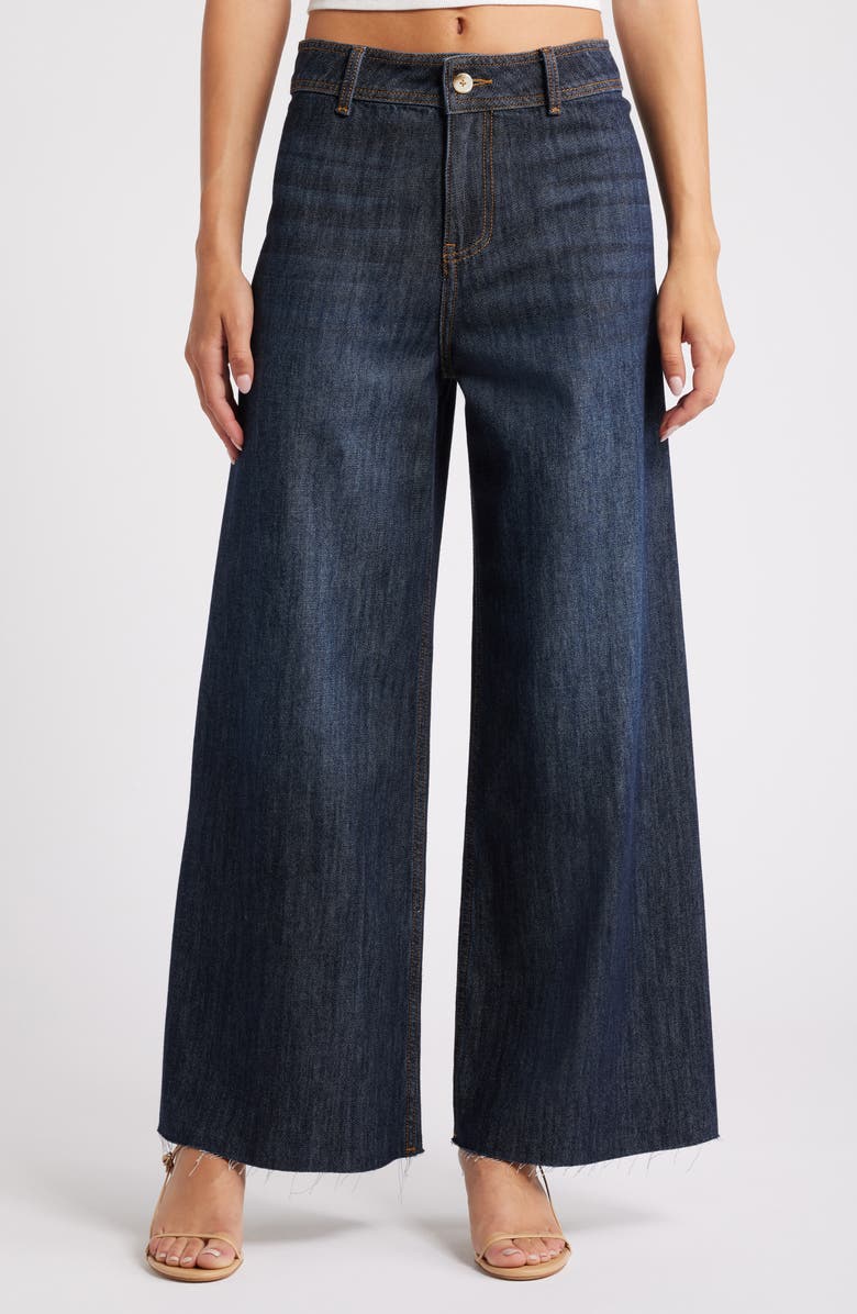 Ashley Mason Raw Hem Ankle Wide Leg Jeans, Main, color, 