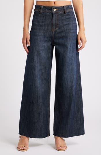 Ashley Mason Raw Hem Ankle Wide Leg Jeans | Nordstrom Ashley Mason Raw Hem Ankle Wide Leg Jeans | Nordstrom