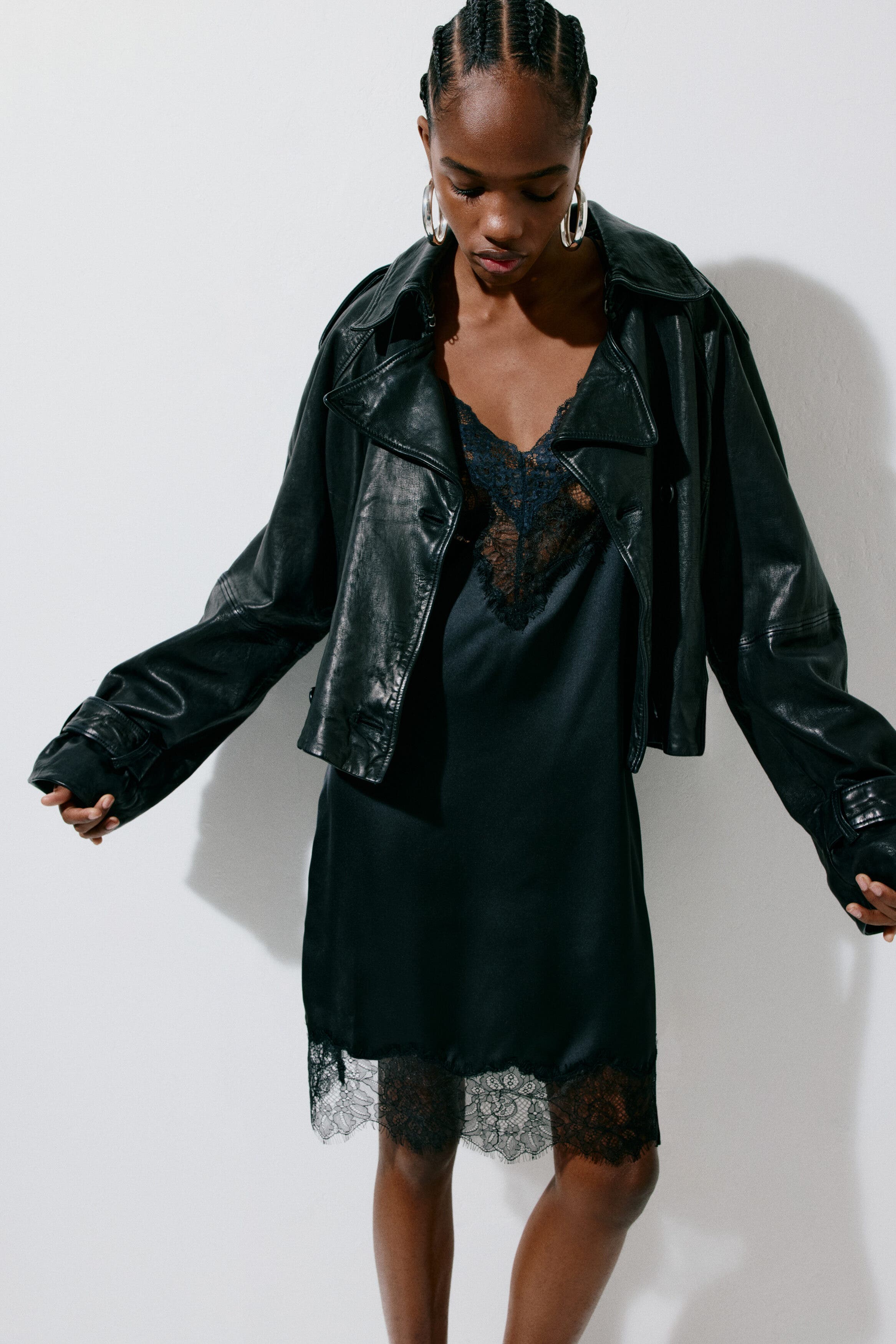 Lace-trimmed Satin Dress - image 2