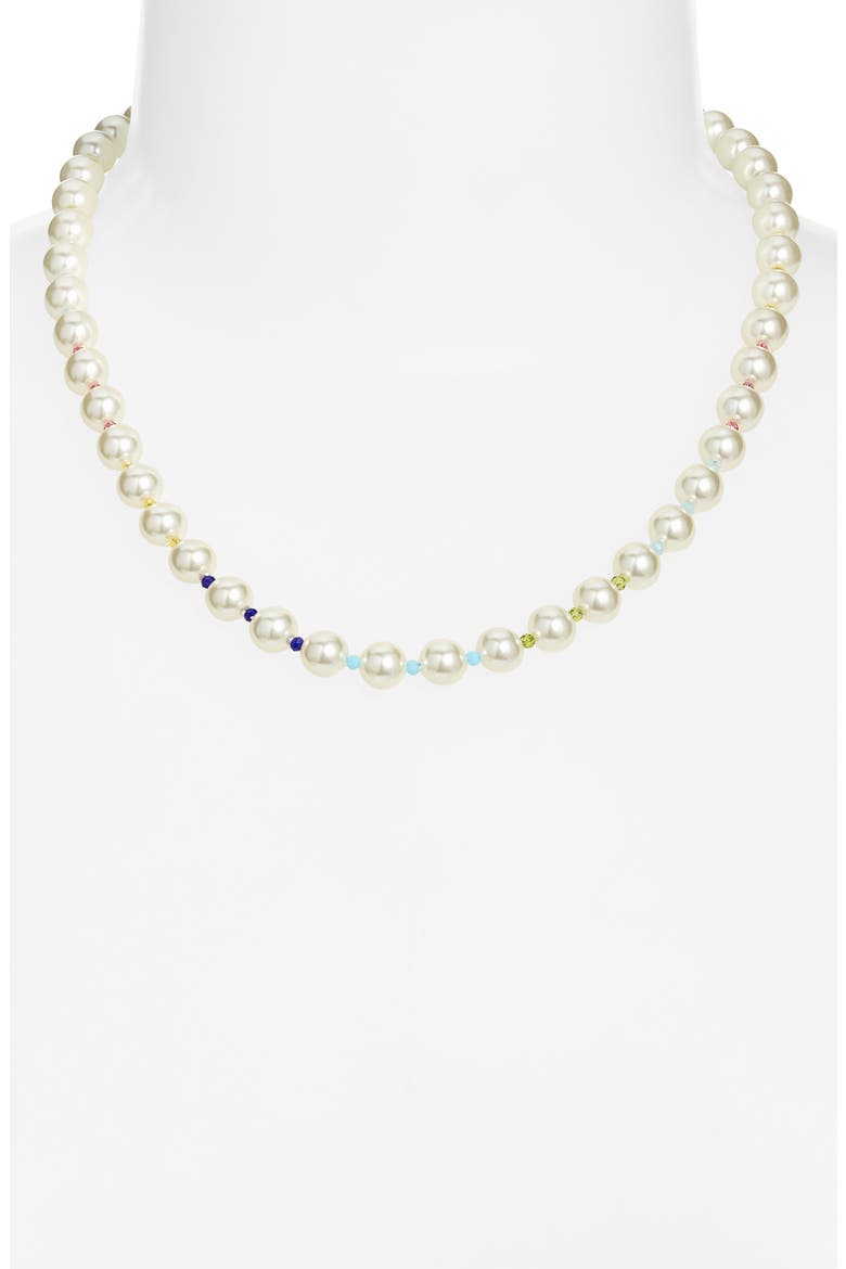 Faux Pearl Necklace, Alternate, color, WHITE- BRIGHT MULTI- GOLD