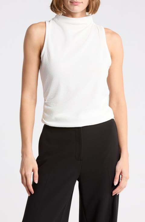 Textured Boat Neck Sleeveless Top