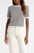 FRAME The Stripe Gather Crop Cotton & Modal Sweater