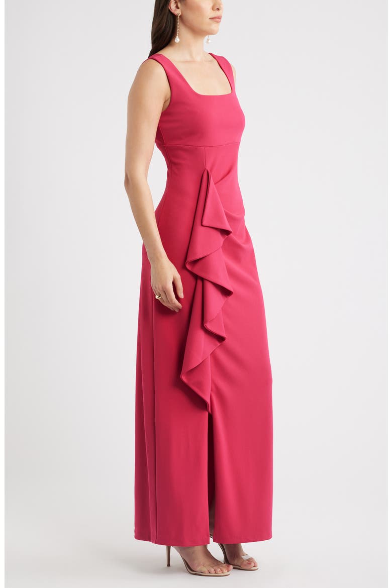 Ruffle Drape Square Neck Maxi Gown, Alternate, color, PINK CERISE