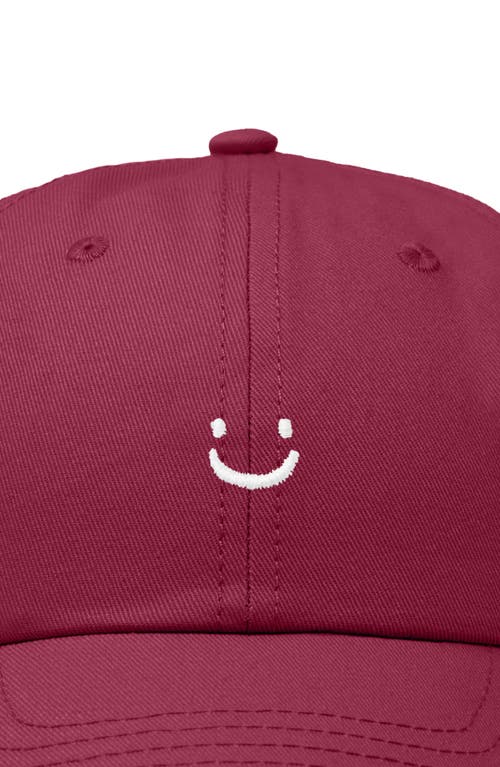 Shop Dalix Lil Smile Embroidered Casual Hat In Maroon