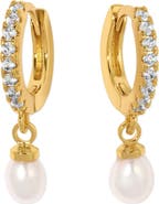 Girls Crew By The Seaside Genuine Pearl Huggie Hoop Earrings