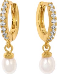 Girls Crew By The Seaside Genuine Pearl Huggie Hoop Earrings