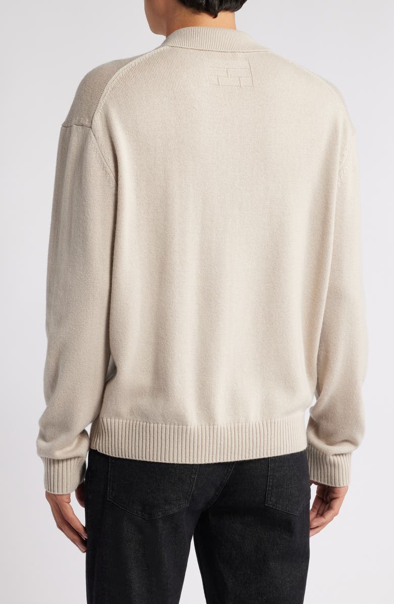 FRAME Wool & Silk Johnny Collar Sweater, Alternate, color, Grey Beige