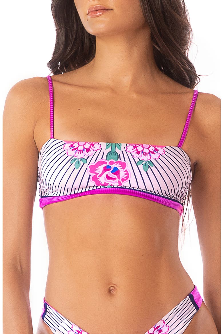 Cerise Bouquet Vanessa Reversible Bikini Top, Alternate, color, PINK OVERFLOW