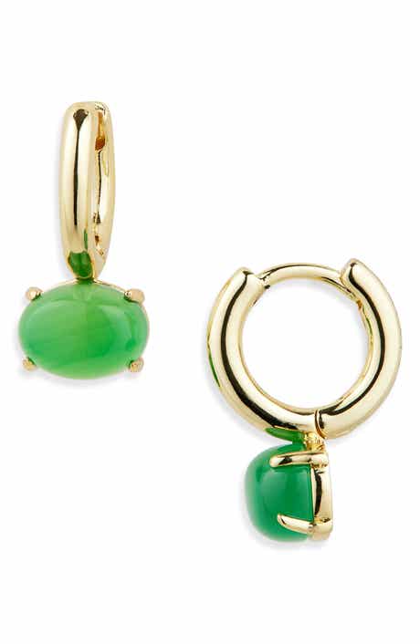 Nordstrom Demi Fine Oval Stone Huggie Hoop Earrings