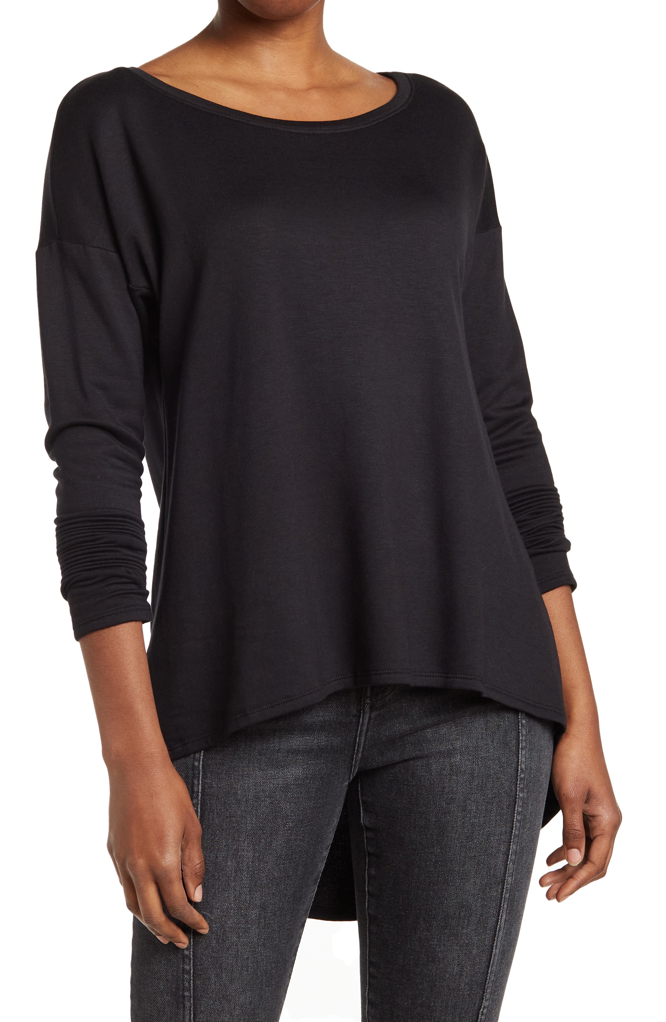 GO COUTURE Boatneck Hi-Low Tunic Sweater
