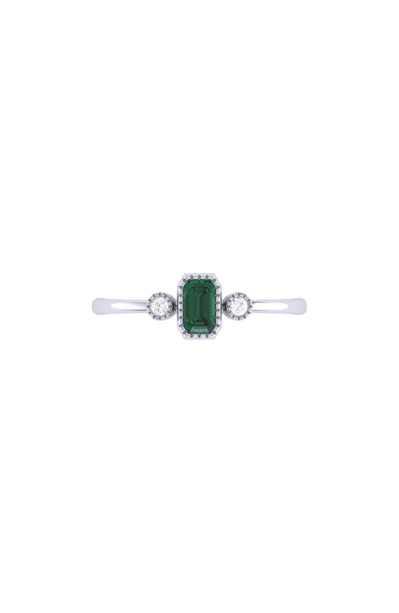 LuvMyJewelry Emerald Cut Emerald & Diamond Birthstone Ring in 14K Gold, Alternate, color, 