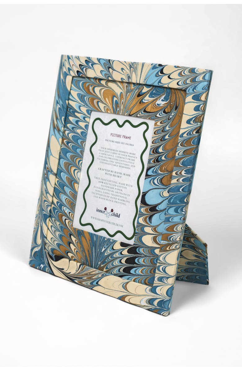 Inner Child Hand-Marbled Large Wall Picture Frame - 5x7, Main, color, Nila Feathers