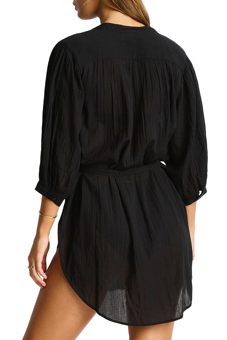 Boho Cover-Up Shirt, Alternate, color, BLACK