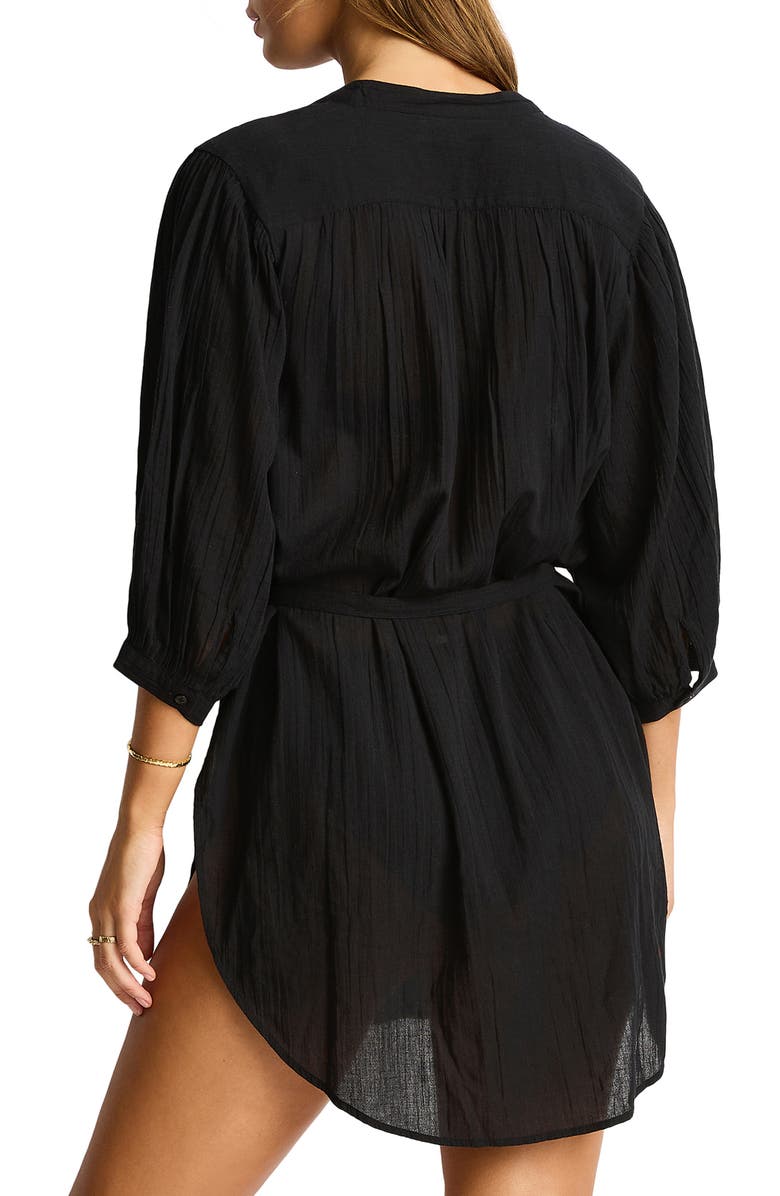 Sea Level Boho Cover-Up Shirt, Alternate, color, Black